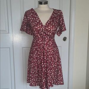 Floral Wrap Dress in Red size S